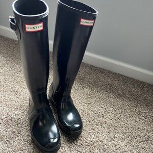 Hunter Original Tall Rain Boots - Gloss Black Size 8